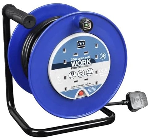 Evoges Masterplug LDCC2513-4BL-MP 25m Cable Reel Extension Lead Four Socket 4 Gang 13A