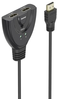 Hama | Switch HDMI 4K (2 Tomas HDMI, contactos Dorados, indicador led) Color Negro