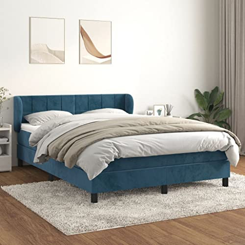 qohoio Boxspringbett mit Matratze Bett Mit Matratze Betten Boxspringbett Mit Matratze Schlafzimmer Bett Dunkelblau 140x200 cm Samt - 3127497