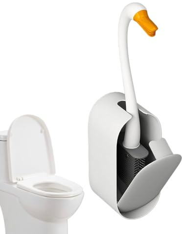 Brosse De Toilette Murale - Brosse De WC pour Camping-Car | Design Cygne Gain De Place avec Rangement Intégré pour Produit Nettoyant - pour Lavabo, Évier Et Sol