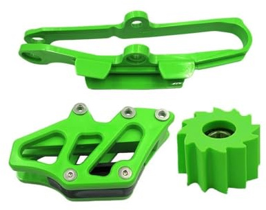 Motorrad Kettenführung Motorrad Kette Schwinge Kette Guide Slider Roller Für KAW&ASAKI KX250F KX450F KXF 250 450 Bike Flache Gabel Kleber Kettenrad Set
