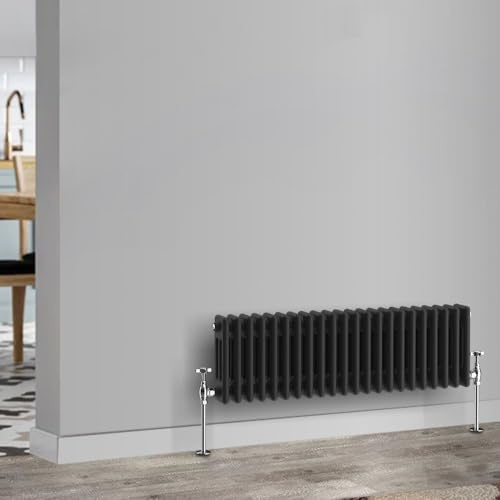 Traditional 2 3 Column Horizontal Vertical Radiator Cast Iron Style Vintage Rads (3 Column 450 x 1010mm, Black)