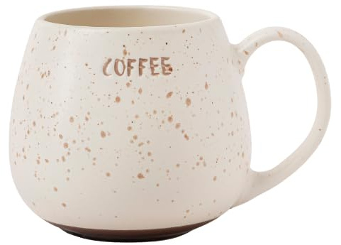 FabFinds Bone Chine Speckled Cream Stoneware Coffee Mug 400ml with Rustic Texture, Matte Glaze,Drinkware for Hot Tea or Cocoa (H 8cm x 7cm) Assorted Style (Beige)