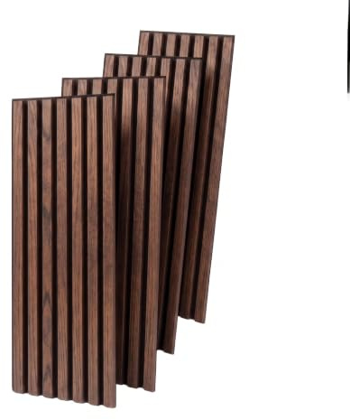 MEBANO. 4er-Set Akustikpaneele Holz 30x132 cm Walnuss 3D Wandpaneele aus Holzfunier und Filz Wandverkleidung Innen Paneele Wand