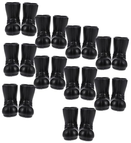 SOIMISS 10 Paare Miniatur Weihnachtsmann Stiefel Mini Puppenhaus Dekorationen Schwarze Mini Stiefel Figuren Xmas Deko Foto Requisiten für Basteln und Mikrolandschaften