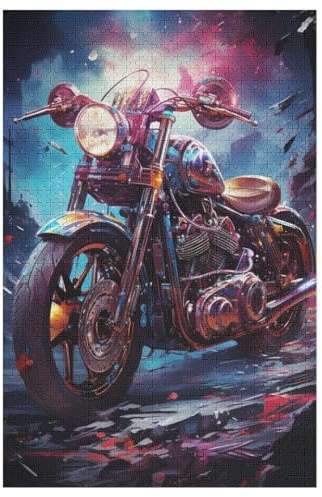1000-teiliges Puzzles, Motorrad -Puzzle Für Erwachsene Kinder,Holzbrettpuzzle,Erwachsenenpuzzles,Geschenke 78×53cm