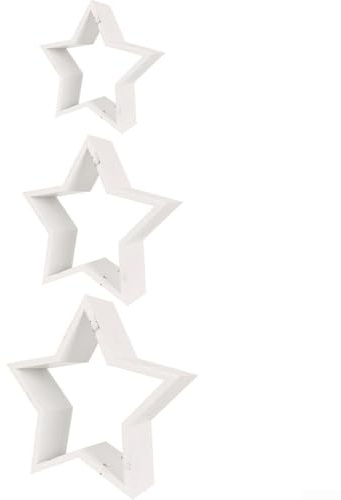 3 Stück weiße Holzstern-Ornamente – groß, mittel, klein – Massivholz Heimdekoration Akzente für Weihnachtsferien und alltägliche saisonale Präsentation