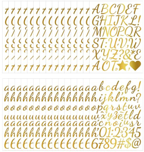 Leopacat Klebebuchstaben Gold,30 BläTter Buchstaben Aufkleber | Hausnummer Aufkleber Alphabet Vinyl Selbstklebende Groß Und Klein Alphabet Zahlen FüR Diy Scrapbooking Schilder GrußKarten