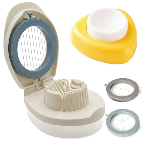 Edelstahl Eierschneider, Egg Slicer, 3 in 1 Eierschneider, Eierpunsch, Spülmaschinenfest, Eischneidewerkzeug, für Eier, Erdbeeren, Weiches Obst