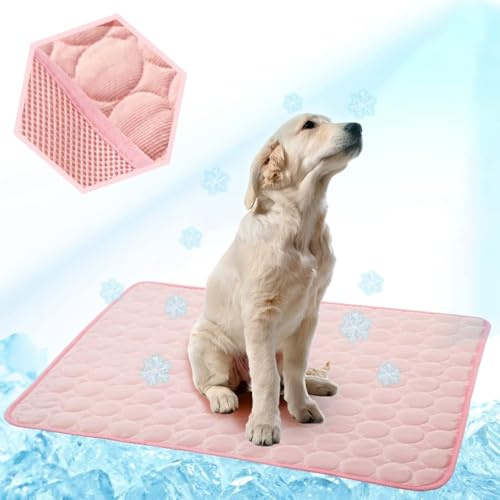 Kühlmatte für Hunde Katzen, Kühlmatte Hund Selbstkühlend, Hundekühlmatte Selbstkühlende Hundematte, Kühldecke Hund Katze, Kühlkissen für Haustiere, Kühlende Hundedecke für Drinnen Draußen Auto(40x30)