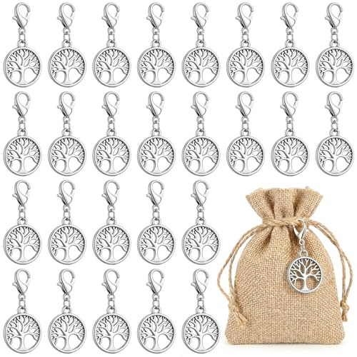 Otuuz 30 Lebensbaum Schlüsselanhänger Schlüsselanhänger Baum des Lebens | Emaillierter Glücksbringer mit Karabinerverschluss, Geschenk zu Weihnachten, Hochzeit, Taufe, Kommunion und als Gastgeschenk