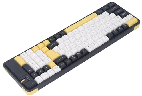 SUNGOOYUE Wireless Bluetooth Keyboard and Mouse Combo, 100 Keys Gaming Keyboard 1600DPI Mouse Set with USB Receiver and Multimedia Keys, for Laptops PCs Chromebooks 10 11 (Yellow)
