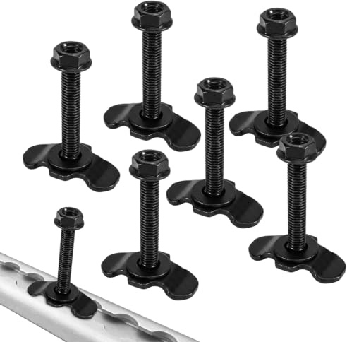 ertlutw 6 Stück Schraubfitting Airlineschiene, M8x60 Flanschmutter, Schwarz | Rosthemmendes Airlineschiene Fitting, Sichere Fixierung für Zurrschienen in Wohnwagen, Transporter und Anhänger