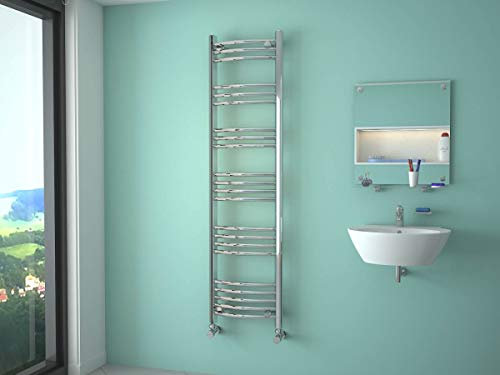iBathUK | 1600 x 400 Curved Heated Towel Rail Chrome Bathroom Radiator