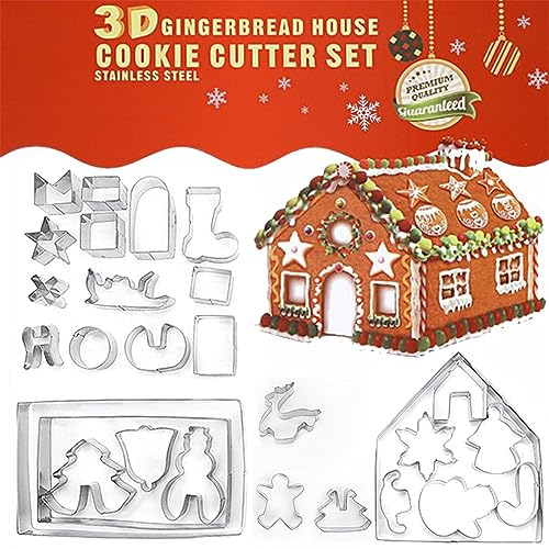 Ausstechformen Weihnachten Lebkuchenhaus Ausstecher Set, FantasyDay 28 Stück Edelstahl Plätzchen Ausstecher Keksausstecher Xmas Cookie Cutters für Motivtorten Geburtstag Torten Fondant Kekse Sandwich