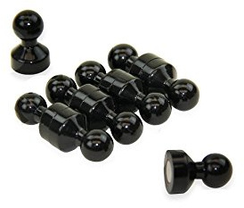 Small Black Acrylic Push Pin Magnet for Fridge, Whiteboard, Noticeboard, Filing Cabinet - 11mm dia x 17mm tall - Pack of 100