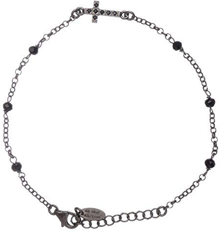 Holyart Armband AMEN Silber 925 schwarzen Kristalle und Kreuz