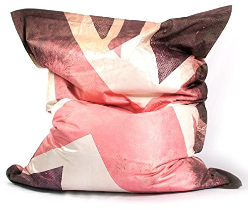 LIVEDECO - Pouf Géant XL Imprimé, Déhoussable, Intérieur, Salon, Chambre, Vintage UK Drapeau Anglais BiG52