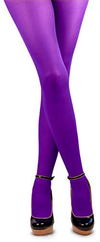 Thetru Damen-Strumpfhosen in lila | Größe L/XL | Blickdichte-Strumpfhosen für Karneval und Fasching (lila)