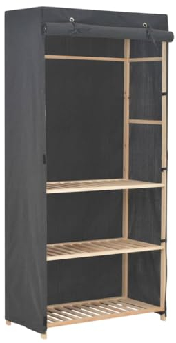 vidaXL Kleiderschrank Stoffschrank Garderobenschrank Garderobe Schrank Schlafzimmerschrank Wohnzimmer Schlafzimmer Grau 79x40x170 cm Stoff 3 Stufig