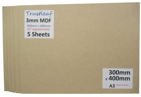 Trustleaf - Panneau MDF Medite Premier - Faible fumée - 3 mm 300mm x 400mm (A3 approx* 12 x 16)