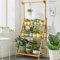 Greensen Scaffale Porta Piante Scaffale Portafiori in Bambù a 3 Ripiani Porta Fiori da Interno Esterno Fioriera a Scala Pieghevole 68,5 x 40 x 144 cm Legno Naturale