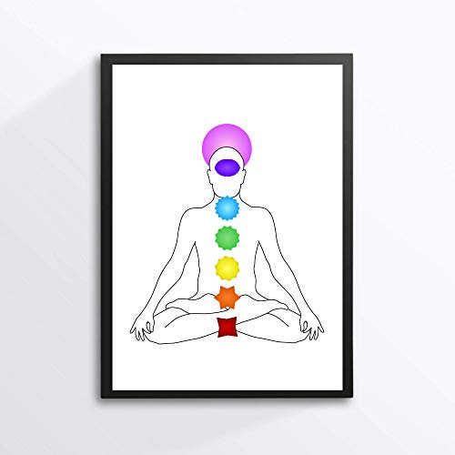 Din A4 Kunstdruck ungerahmt - Sieben Chakren Chakra Farben Meditation Mensch Yoga Zen Figur Geschenk Druck Poster Bild