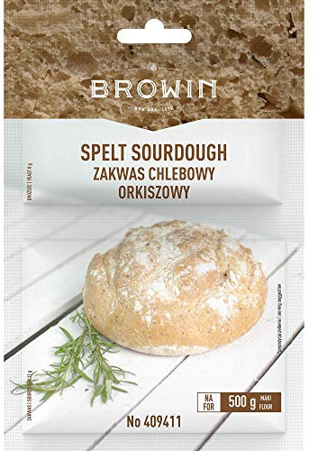 Browin 409411 Natürlicher Dinkelsauerteig mit Hefe und Malz, Verpackung von 19 g – für das Backen von 750 g hausgemachtem, traditionellem Weißbrot im Backofen oder Automat, Pulver
