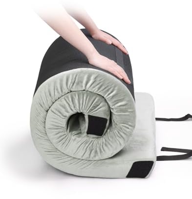 Willpo CertiPUR-US Memory Foam Campingmatratze mit Reisetasche und 2 austauschbaren Bezügen, leichtes tragbares Schlafkissen für Zelte, Gästebetten, Zuhause