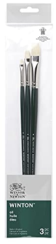 Winsor & Newton Winton Pinceau Manche Long Set de 3 (Plat court n°2/4/8)