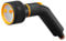 Fiskars Pistola Confort 3 chorros, Con chorro, ducha o nebulización, Chorro regulable, Control de flujo ON/OFF con el pulgar, Tamaño universal, Negro/Naranja, 1052183