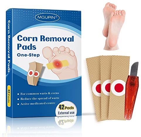 MQUPIN Corn Removal Pads, Warzen Remover, Corn Remover Pads, Corn Removal Pflaster mit Loch, Corn Removal Treatment Relief Corn Pain and Foot Care, Remove Corns, Callus, Warzen 42pcs/box