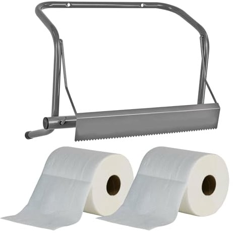 DeTec Putztuch - Wandhalter für Rollen, Shop-Handtücher, Metallblau bis 40 cm breit + 2 x Putztuchrolle 3-lagig XXL