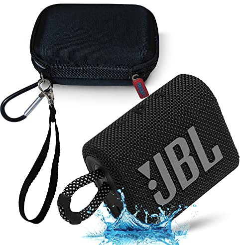 JBL GO 3 - Altavoz Bluetooth impermeable ultra portátil con funda rígida Megen (negro)