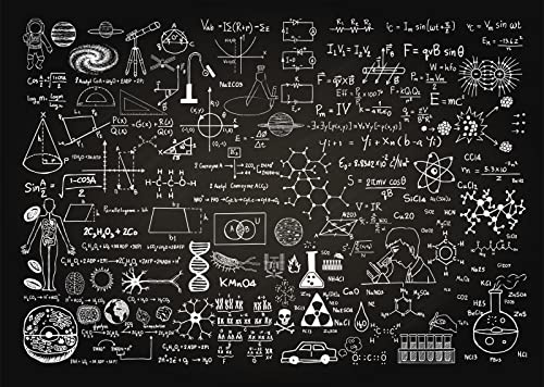 BELECO 3x2m Stoff-Wissenschaftsthema, Klassenzimmer-Tafel-Hintergrund,Chemie,Mathematik,Geometrie,Physik,handgeschriebener Tafel-Hintergrund,Online-Lehrgang,Zurück zur Schule,Party-Dekor