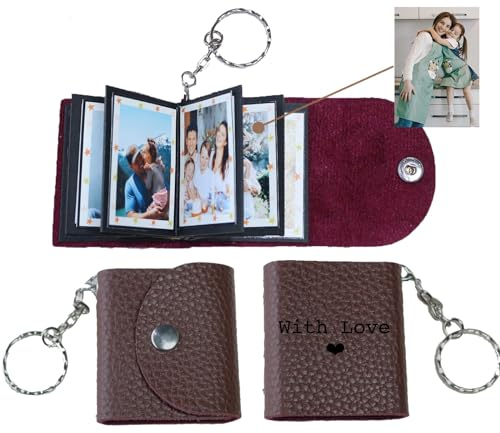 Porte-Clés Photo Personnalisé Mini, Petit Souvenir Photo En Cuir Personnalisé, Album Photo Personnalisé Porte-Clés Mini Pour La Famille, Le Petit Ami, Les Couples, Les Chiens, Les Amis