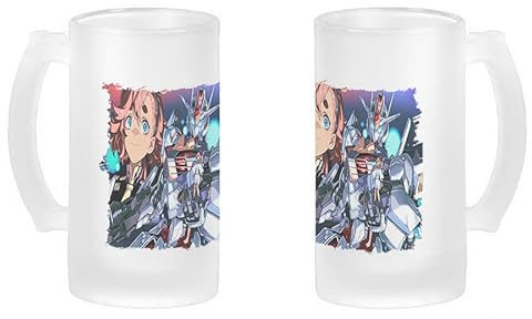 MERCHANDMANIA JARRA CERVEZA CRISTAL gundam the witcho from mercury suletta esmerilada esmerilado 500ml
