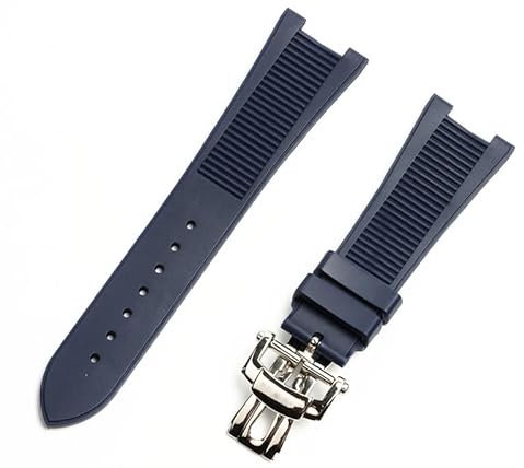 IOTUP 25 mm Gummi-Silikon-Uhrenarmband, Faltschnalle, Uhrenarmbänder für PATEK PHILIPPE Armband Nautilus Serie, 25 mm, Achat