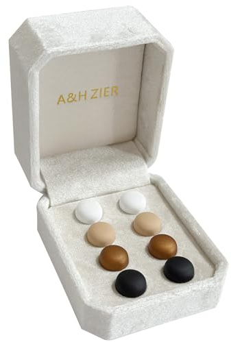 A&H ZIER 8 Pack Hijab Magnet Pinless Hijab Magnete No-Snag Hijab Pins für Muslin Frauen Starke Hijab Magnet Pins,Hijab Magnetische Pins für Schal (8, Matte-Black-White/Golden Curry-beige)