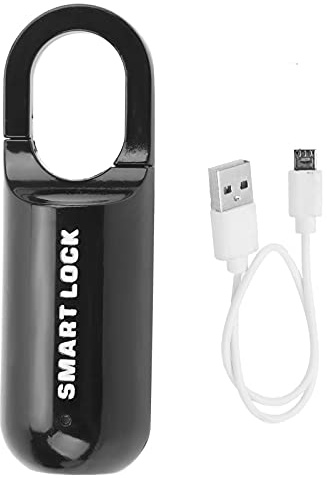 Blocco di Sicurezza Senza Chiave, Blocco delle Impronte Digitali Sicurezza Antifurto Lucchetto USB Ricaricabile con Impronte Digitali per Valigia (Nero)