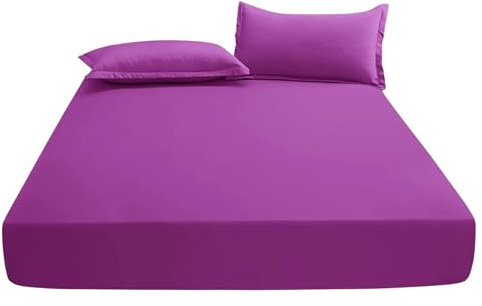 EV DEKOR®MF0001 Fitted Sheet Single, Lilac - Deep Pocket Bedsheet 10inch (25 cm) - Soft Brushed Microfiber Fabric - Shrinkage and Fade Resistant - Bottom Sheet - Double Bed Fitted Sheets