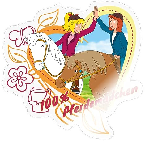 Spreadshirt Bibi Und Tina Pferdemädchen Herz Sticker Aufkleber, 10 x 10 cm, Transparent glänzend