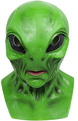 Yearsahrk Maschera Aliena di Marte - Raccapricciante, Realistica, Horror, Novità, Mostro, Casco per Halloween, Cosplay, Accessori di Scena (Verde Alieno)