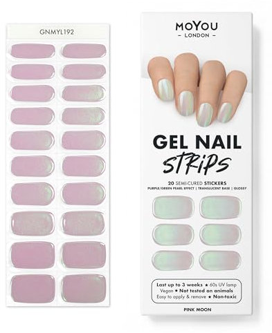 MOYOU LONDON Semi Cured Gel Nail Strips - 20 Pcs. Nail Wraps for Salon-Quality Manicure - Works with Any UV Lamp - Easy to Apply, Trim, & Remove Gel Stickers