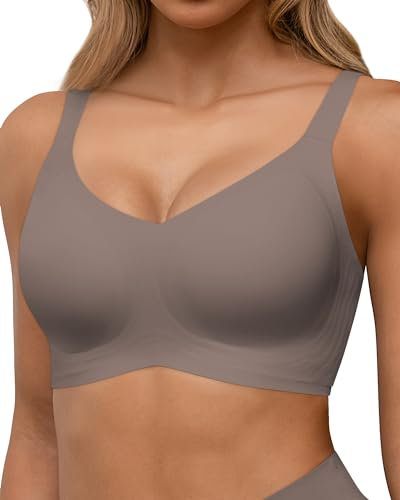 HORISUN Damen BH ohne Bügel, Comfy Bequemer Nahtloser Push-Up Bralette für Große Brüste mit Breiten Trägern Weicher Nahtlos Klassischer BHS für Damen (Grau XL)