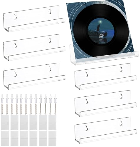 Ezydka 6 Stück Schallplattenständer 10 x 3,5 x 3 cm Schallplatten Wandhalterung Vinyl Schallplattenregal Acryl Schallplatten Display Ständer Vinyl Holder für Platten Fotoalbum und Sammlerstücke