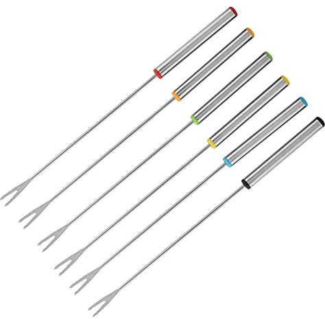 Chocolate Fountain Fondue Forks Set, Fondue Cheese Dessert Pickle Fork Smores Sticks, Marshmallow Roasting Sticks Fondue Pots Accessories Kit with Heat Resistant Handle for Roast Meat Hot Pot