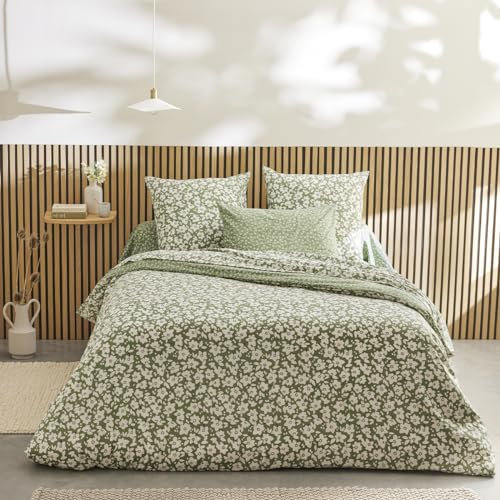 Housse de Couette imprimée en Lyocell, Emma, 260 x 240cm, Origin, Vert Kaki
