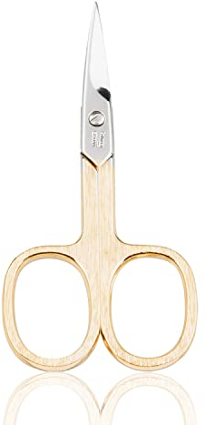 TITANIA Nagelschere Solingen vergoldet (9,5cm) • Gebogene Schere • Extra scharfe Nagelhautschere • Professionelle Maniküre Schere aus Carbonstahl • Made in Germany (Solingen)