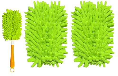 Yicotira Lot de 2 recharges réutilisables pour plumeau Swiffer – Recharge robuste à 360° – Plumeau en microfibre pour ventilateur de plafond Swiffer avec poignée étendue (poignée non incluse)